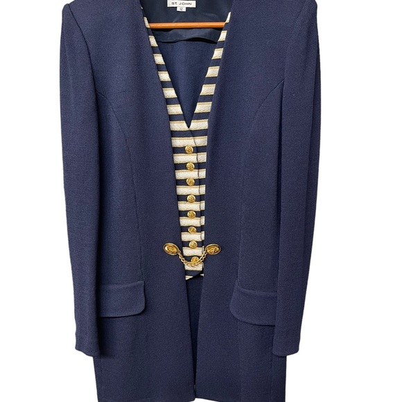 St. John collection Layered wool knit blue gold blazer/coat size 12 - Picture 5 of 16